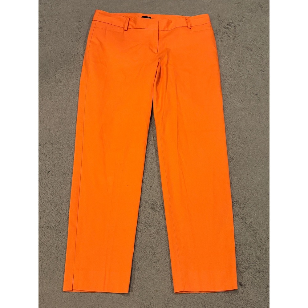 Talbots Hampshire Ankle Pants Womens 8 Neon Orange Cotton Blend Straight Leg